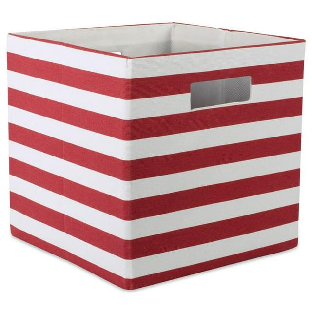 Design Imports CAMZ37908 Cube de Rangement Carré en Polyester à Rayures 13 x 13 x 13 Po. , Rouille