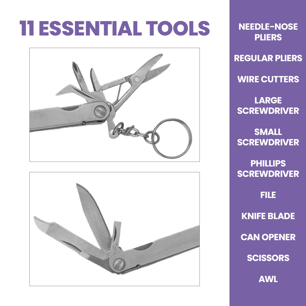 Zenport MFT27 Mini 12-Function Multi-Tool w/ Case, Silver - 3 Pack