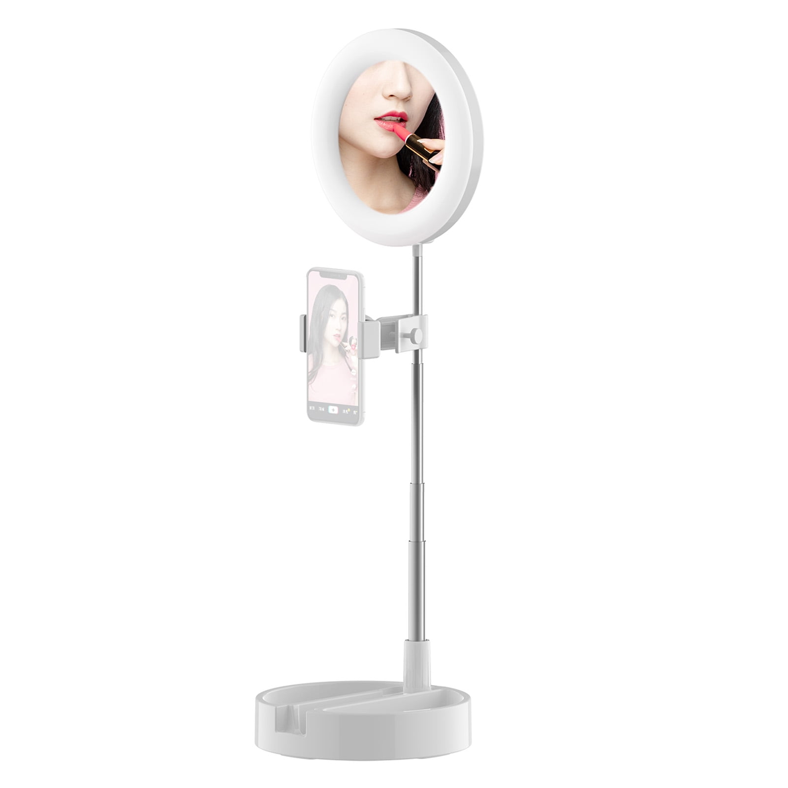Foldable Desk Circle Lamp Fill Light with Makeup Mirror Phone Holder 3 Color Modes & 10 Brightness Levels for Selfie Video Recording Andoer Portable LED Ring Light 