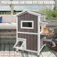 thumbnail image 3 of Gowoodhut Cat House Indoor Outdoor Feral Cat Shelter Kitty House with Escape Door, Gray, 3 of 9