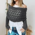 thumbnail image 2 of HNMKIU Women's Fashion Casual Autumn Winter Outdoor Solid Color Wool Hollow Lengthening Double Sleeve Shawl Scarf With Sweater ,Dark Gray, 2 of 9