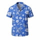 thumbnail image 5 of Ceisia Men's Breathable Four-Way Stretch Royal Blue White Hibiscus Palm Leaf Print Cuban Collar Short Sleeve Hawaiian Beach Shirt Gift, 5 of 8