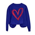 thumbnail image 4 of ibuvkizy Valentine's Day Sweatshirt for Women Round Neck Printed Sweatshirts Long Sleeved Pullover Top Sweatshirt Blue,M, 4 of 4