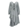 thumbnail image 4 of aohooy Dress Woman Ruffled Gothic Vintage Cowgirl Midi Dresses Irregular Hem Long Sleeve Sundress Western Outfit 2025 Gray,XXL, 4 of 8