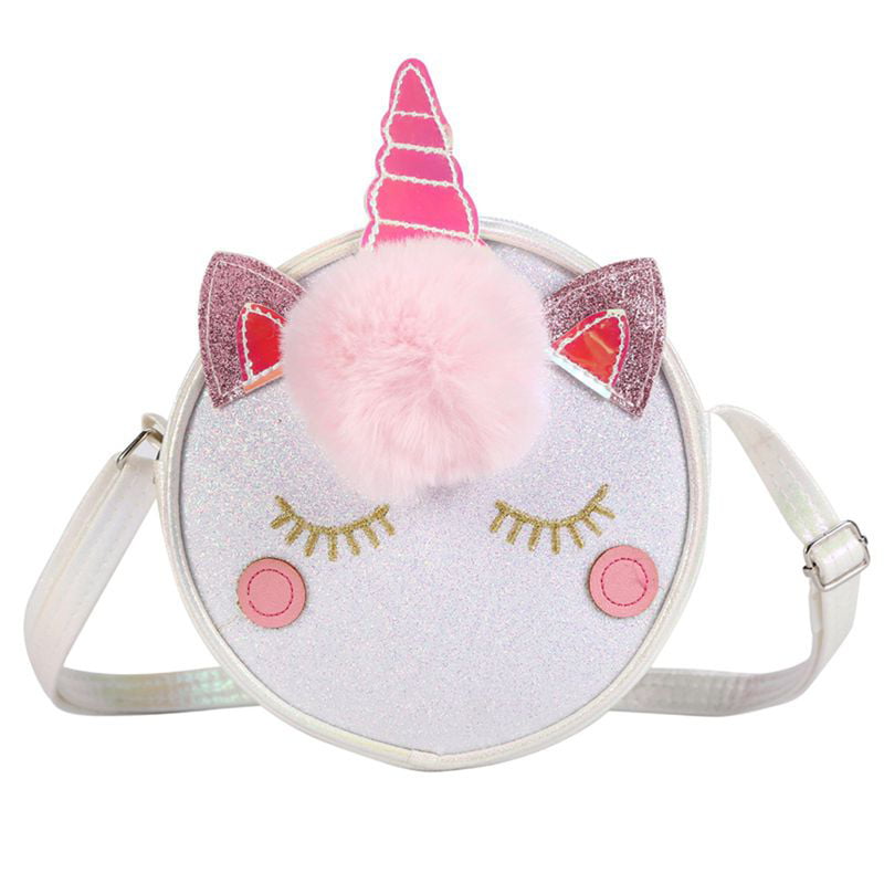 Kids Little Girls Sequin Crossbody Purse Sparkle Holographic Shoulder Message Bag Handbag with Bowknot & Cute Cat Ear 
