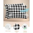 thumbnail image 2 of Hokiten Pillow Cases Queen Size Set of 2, Couch Pillow Covers, Black and White Checkered Satin Pillowcases with Zipper for Hair/Skin, Pillow Protector Cover, Farmhouse Buffalo Plaid 20x30 Inches, 2 of 6