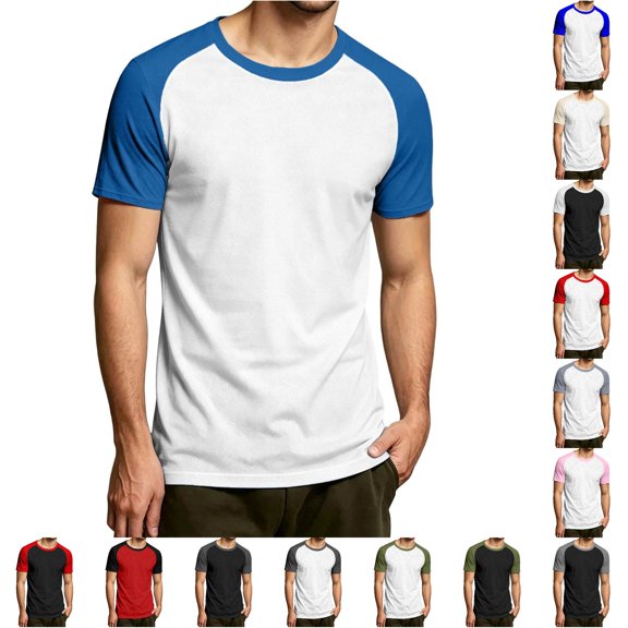 NinXxx Men's Fashion Casual Short Sleeve Raglan Top Light Blue XXXXL
