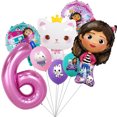 thumbnail image 3 of Gabby casa de muñecas decoración de fiesta de cumpleaños de gatos, vajilla desechable, platos, tazas, globo para fiesta de niñas, suministros para Baby Shower, 3 of 5