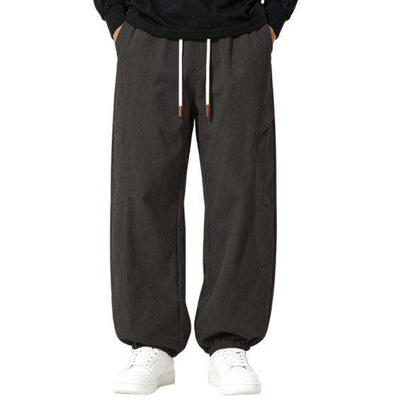 HOOMEUMY Men's Multi Pocket Cargo Jogger Pants Adjustable Drawstring Waist Elastic Cuffed Ankle Casual Trousers s Available