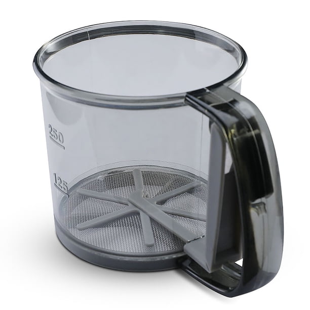 Advancent Tamiz de harina, colador de mano, tamiz de azúcar, coctelera de polvo, taza medidora de plástico, fabricación de galletas, Cocina y Comedor