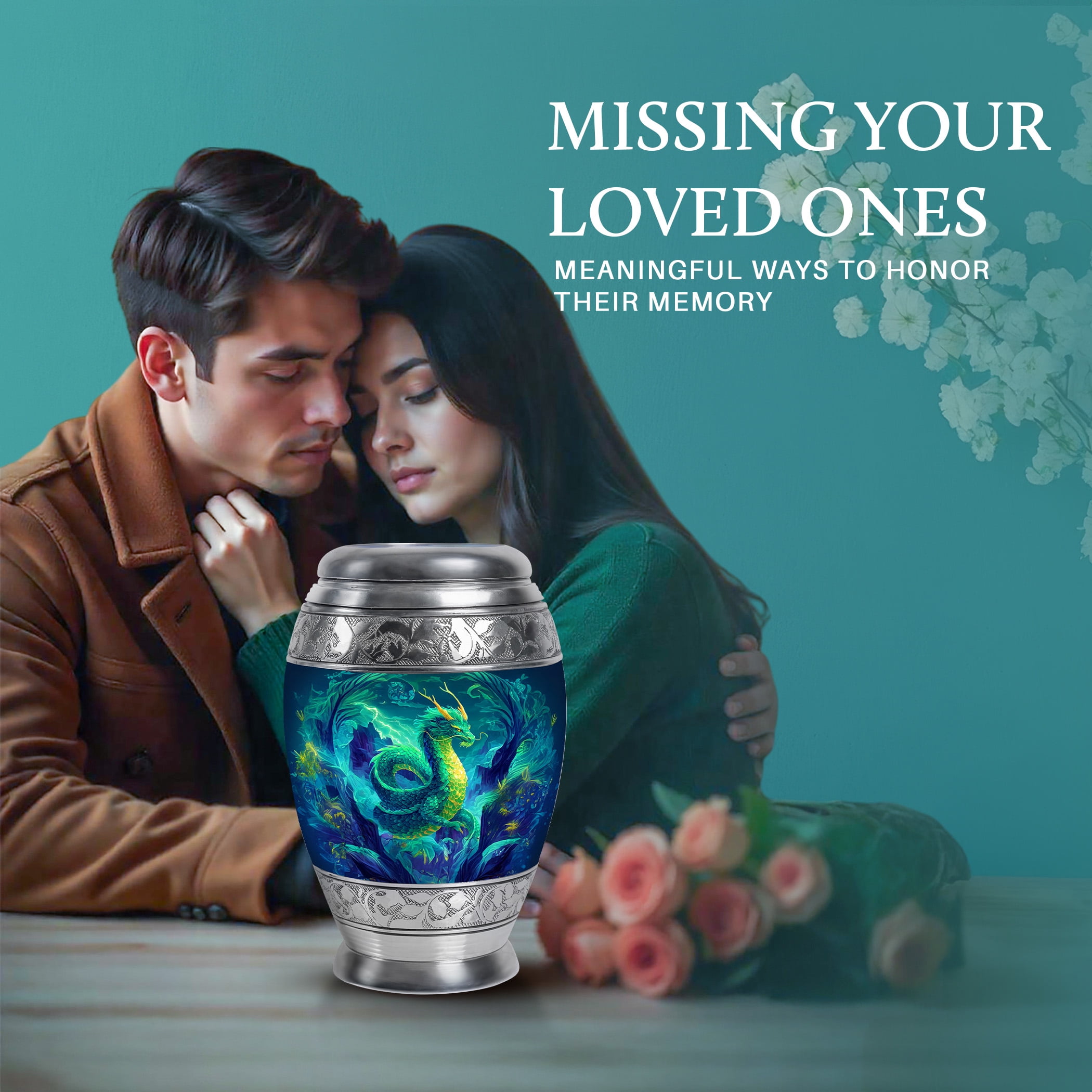 SABURIAL Dragon Urn - Keepsake Funeral Urn For Ashes Man - Little Urns For Human Ashes Adult Female Mom - Combo Of 10 Inch & 3 Inch - Large Decorative Urns