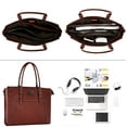 thumbnail image 3 of Mosiso Water-Resistant Premium PU Leather 15.6"-17" Laptop Tote, Brown, 3 of 6