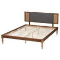 thumbnail image 4 of Baxton Studio Eliseo Mid-Century Modern Dark Grey Fabric and Walnut Brown Finished Wood Full Size Platform Bed, 4 of 9