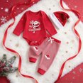 thumbnail image 3 of HCNTES Toddler Boy Winter Clothes Baby Boy Santa Outfits My First Christmas Romper Stripes Pants Hat Set Fall Winter 0 3 6 9 12 18 Months Baby Clothes for Boy, 3 of 7