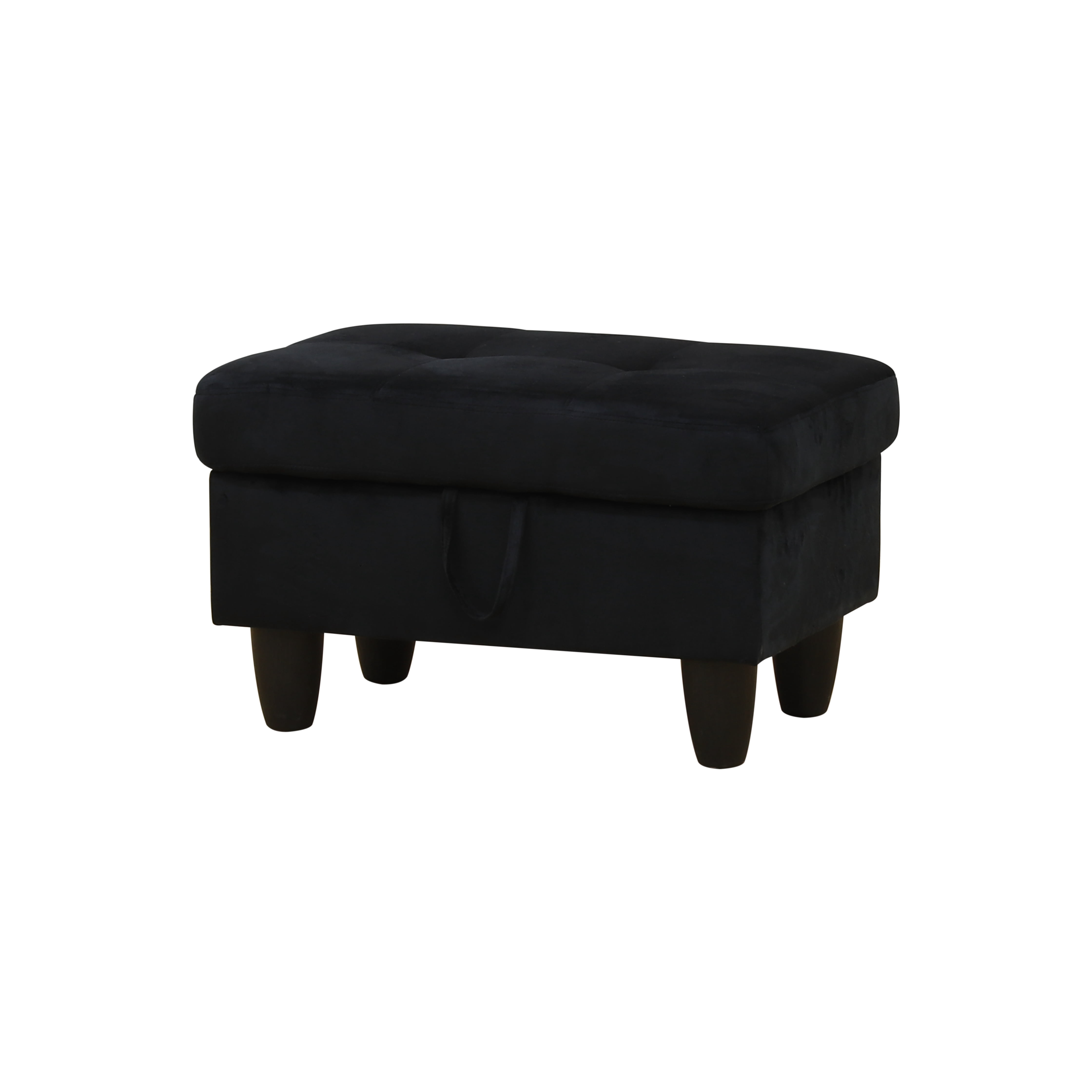 MAYEERTY Flannel Ottoman with Storage for Modular Sectional Sofa, Black