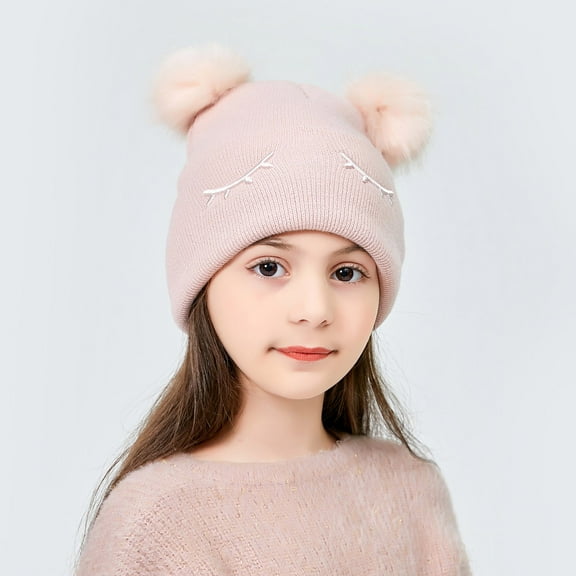 Dyfzdhu Outdoor Winter Child Neutral Warm Cartoons Hats Autumn Knitted Woolen Hat Pink