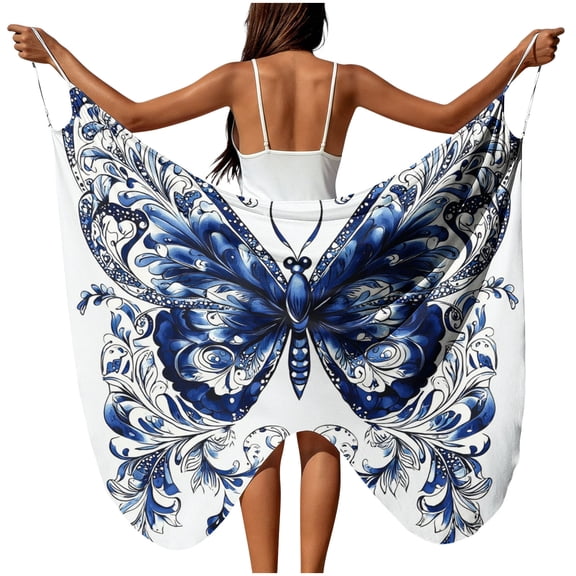 Ichuanyi Women Sheer Sarong Butterfly Shawl Swimsuit Coverups 2026 Summer Floral Print Chiffon Wraps Beach Cover Up