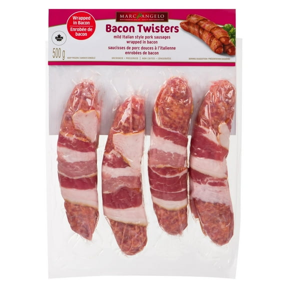 Marcangelo Bacon Twisters Mild Italian Style Pork Sausages 500 g |4 x 125g