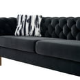 thumbnail image 3 of Chesterfield Modern Tufted Velvet Living Room Sofa with Gold Metal Legs, 84.25"W, Black - High-Density Foam Support & Removable Cushions, 3 of 9