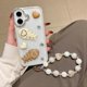 thumbnail image 2 of For iPhone 16 Case with Strap Glitter Heart Double Fishbone Epoxy PC TPU Phone Cover, 2 of 5