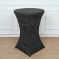 thumbnail image 5 of BalsaCircle Black Round Cocktail Table Cover Ruched Pleated Spandex Tablecloth Party Events Decorations Supplies, 5 of 8