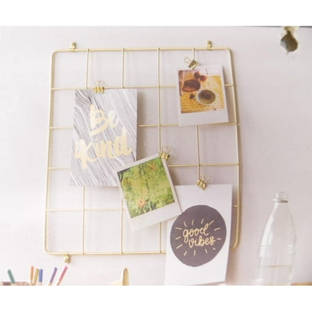 Threshold Grid Wall Organizer with Clips Wall Grid 15 in. x 15 in. Shiny Brass