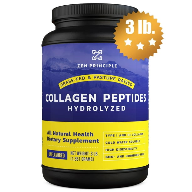 Zen Principle Collagen Peptides Hydrolyzed, Unflavored, 3 lb Walmart