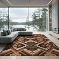 thumbnail image 2 of ODIKA Border Aztec Motif Frame Spotted Cabin Southwestern Farmhouse Playful Expressive for Dining Room, Under Table, Office, Non-Slip Chair-Friendly Floor, 2 of 7