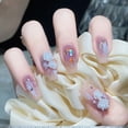 thumbnail image 1 of 24pcs Wearable Pink Press On Fake Nails Tips With Glue false nails design Butterfly Lovely Girl false nails With Wearing Tools LU, 1 of 7