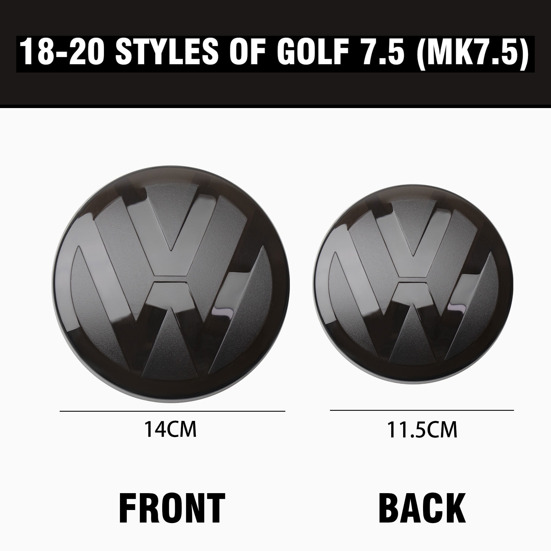 black/white Mirror style Car Front Grill/Rear Trunk Emblem Lid