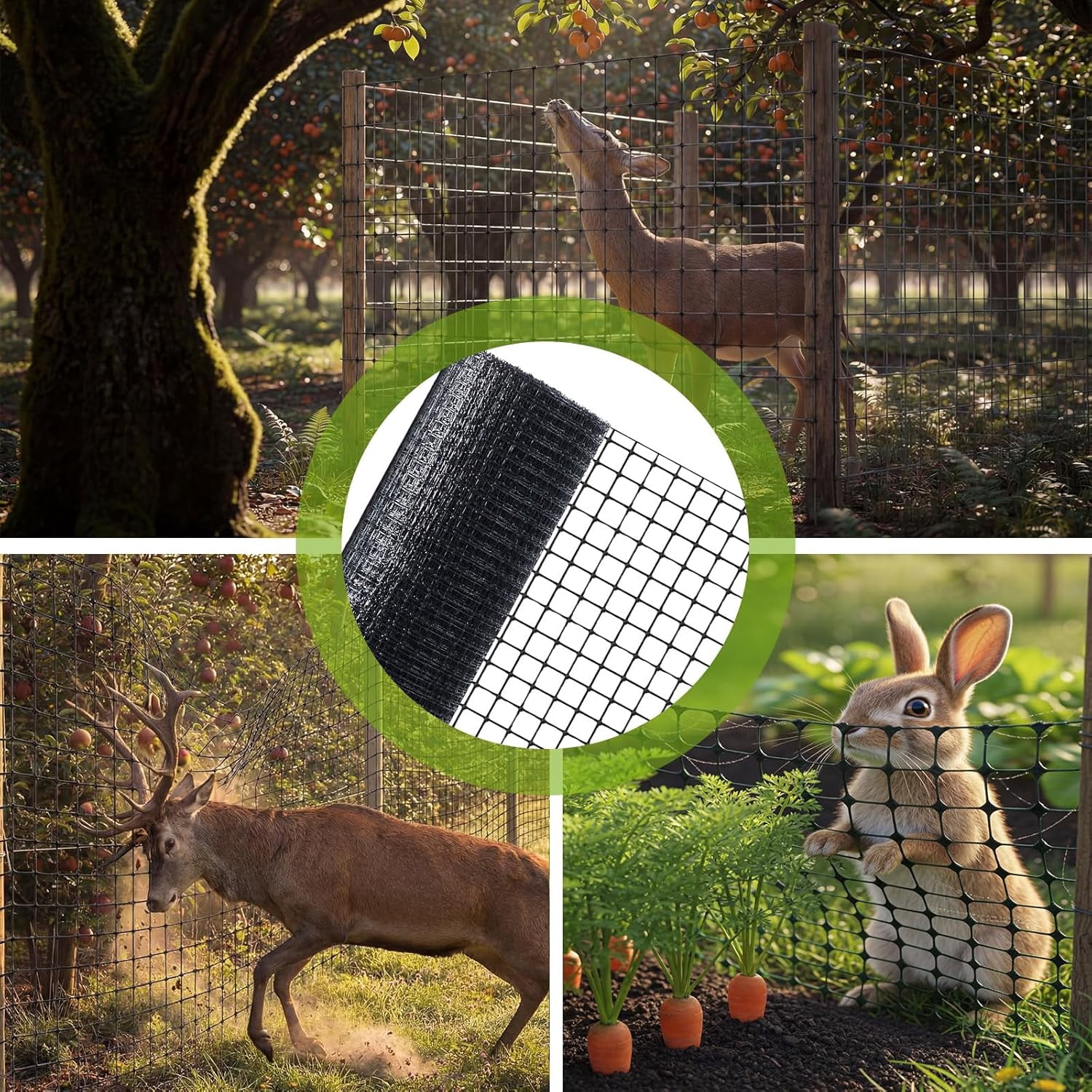 5x200ft (50gsm) Deer and Animal Fence Barrier Netting with 100 Zip Ties, Plastic Heavy Duty Mesh Fence Barrier, Ideal for Garden Netting, Against Bird, Fruit Plant Protection, Black