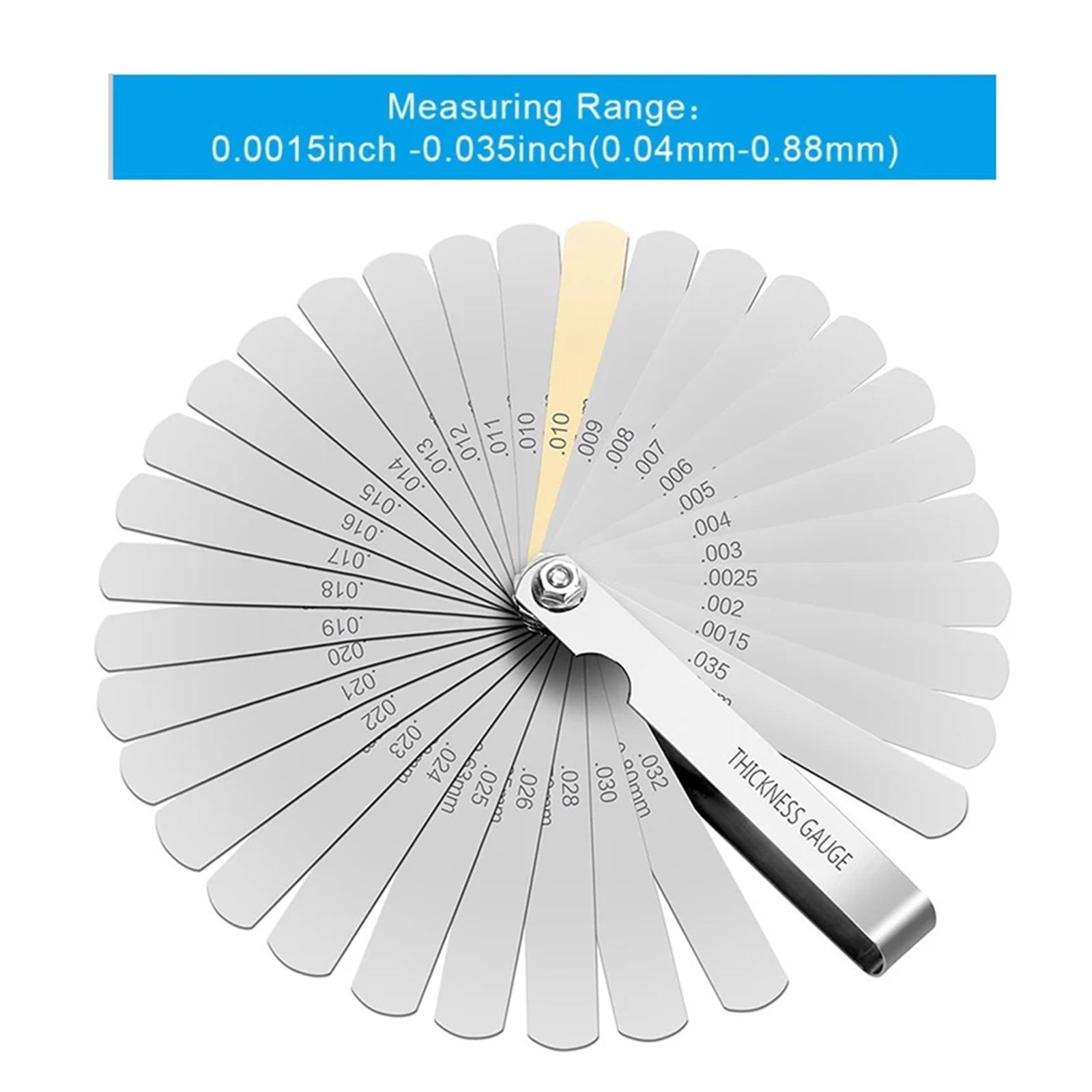 16 Blades Curved Feeler Gauge 0.127 to 0.508mm 32 Blades Feeler Gauge Stainless Steel Metric In 0.04-0.88mm ,Corrosion-Resistant