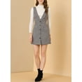 thumbnail image 6 of INSPIRE CHIC Women's Overall Houndstooth Pinafore Sleeveless Suspender Dress M White Brown, 6 of 9