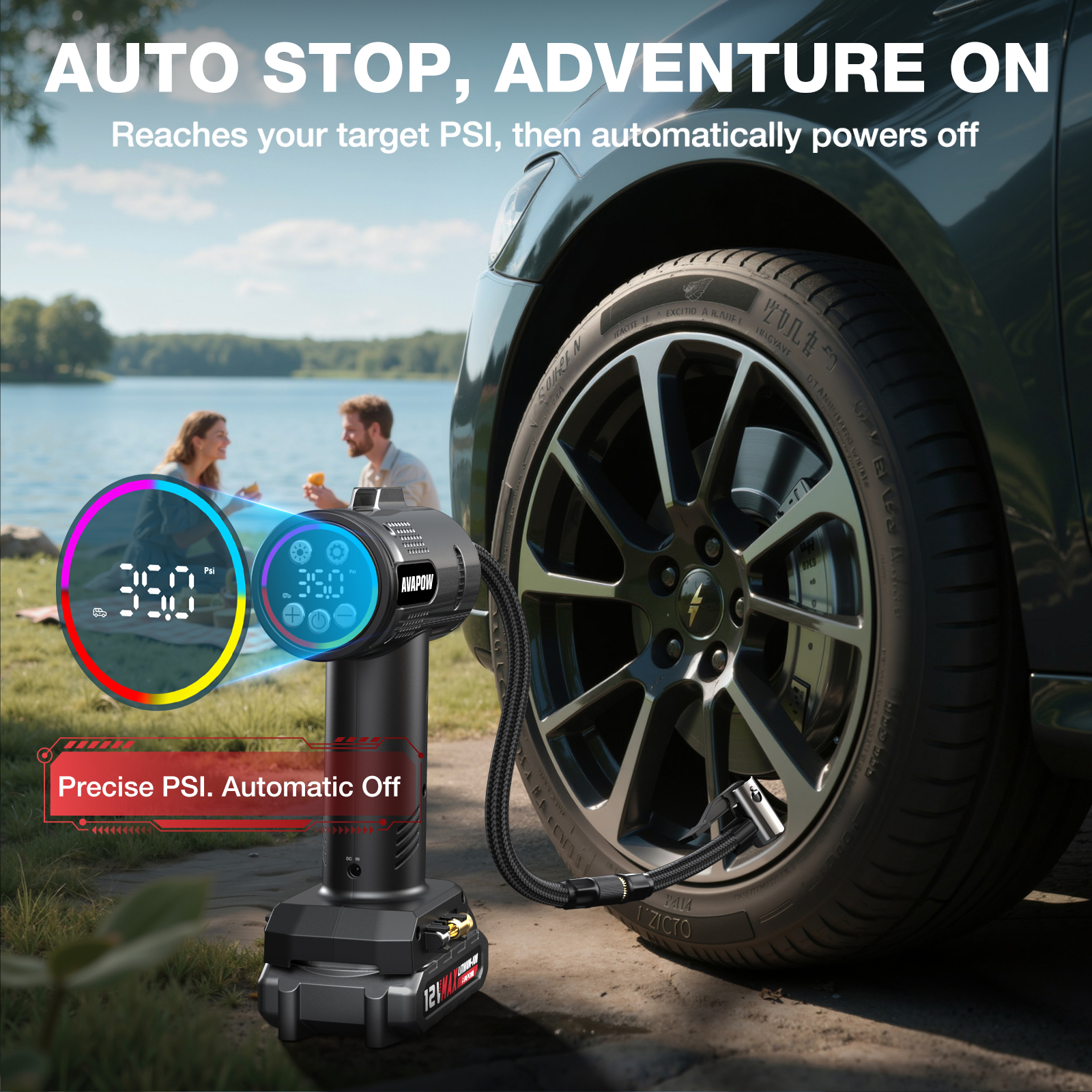 AVAPOW T12 Cordless Tire Inflator, 160PSI photo 3