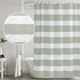 thumbnail image 5 of Sage Green Stripe Shower Curtain, Waterproof Shower Curtains for Bathroom, Modern Simple Geometric White Striped Washable Fabric Bathtub Curtain Set Bath Decor with 12 Hooks 48"x72", 5 of 8