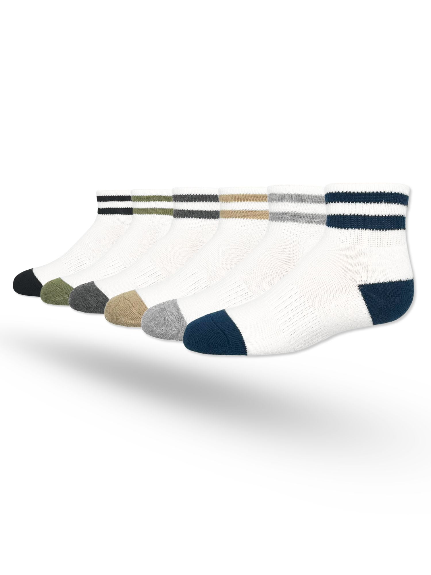 Wonder Nation Boys Sport Ankle Socks, 6-Pack, Sizes S-L