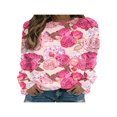 thumbnail image 1 of PENGXIANG Femmes Chemises Casual Col Rond Manches Longues Pull Tops Mode Amour Coeur Graphique Sweatshirt, 1 of 5