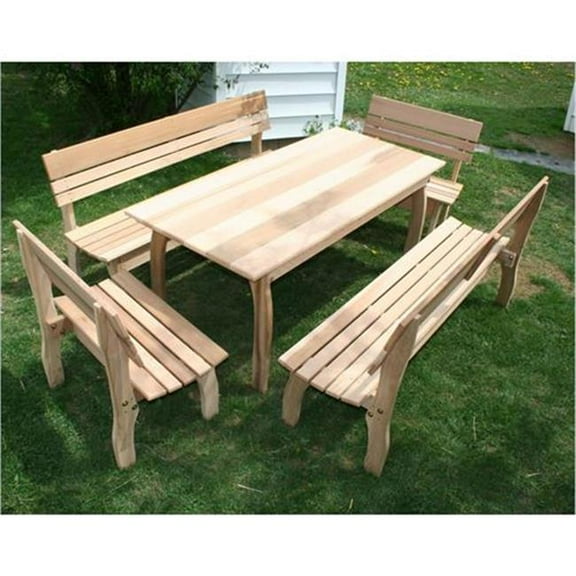 Creekvine Designs ELY46CTT4BBCVD 46 x 32 in. Cedar Chickadee Dining Set