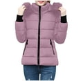 thumbnail image 5 of Pounoo Winter Puffer Jackets for Women Zip Up Quilted Puffer Jacket Casual Warm Padded Outerwear with Hood Trendy Fashion Clothing, 5 of 7