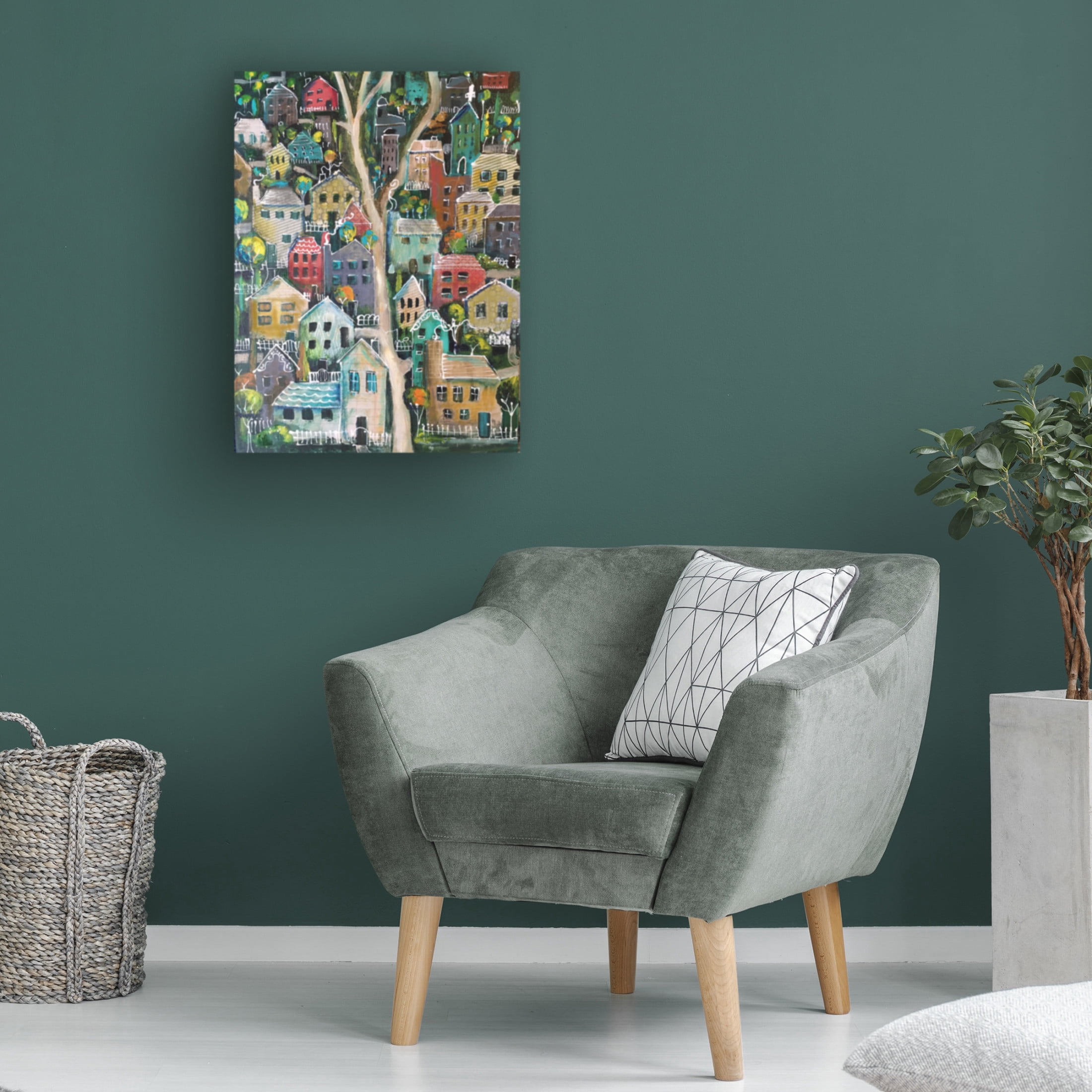 Canvas Wall Art - Christine Rotolo 'Mixed Media Town' Wall Art for Living Room, Bedroom, or Office Décor by Trademark Fine Art - 14 x 19 Inches