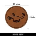 thumbnail image 2 of Apatosaurus Dinosaur Outline 2.5" Faux Leather Round Engraved Iron-On Patch - Brown, 2 of 6