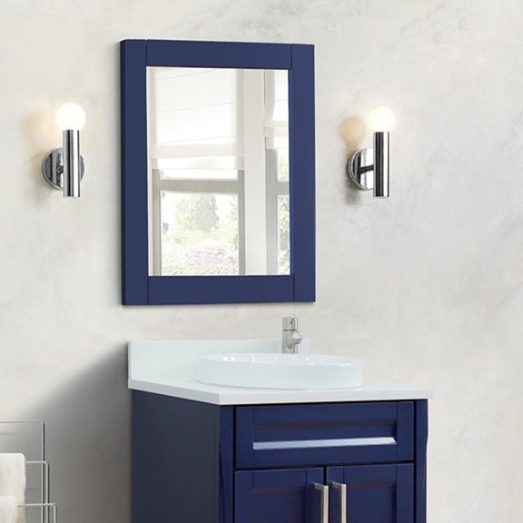 24" WOOD FRAME - MIRROR IN BLUE
