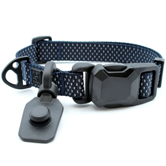 HOOZA: Magnetic Quick Clip: Collar - Blue, Small - Dog Outdoor Accessory, Pet Safety-Walking-Training, Soft Adjustable Neck Fit, Reflective Webbing
