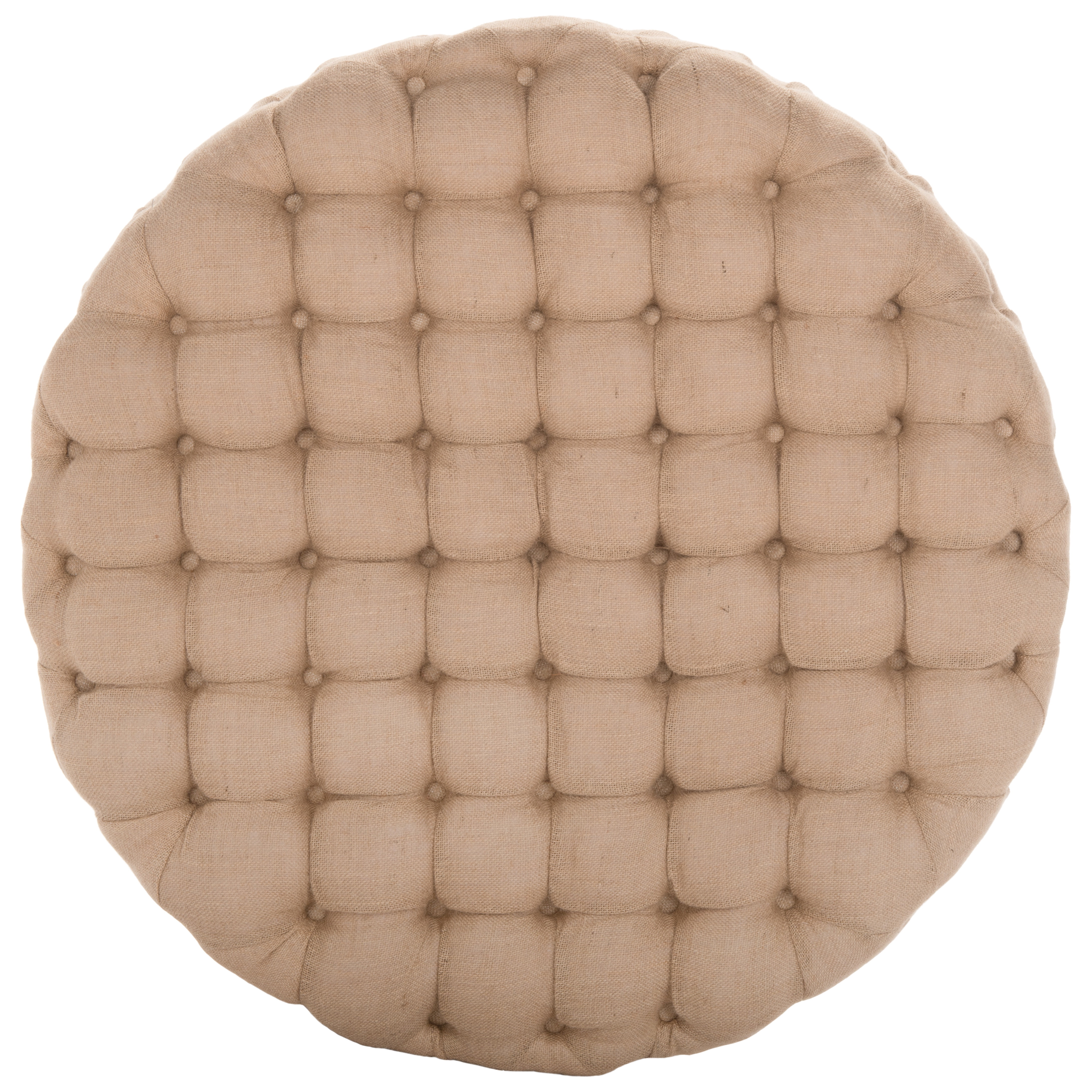 SAFAVIEH Charlene Modern Glam Solid Tufted Cocktail Ottoman, Beige