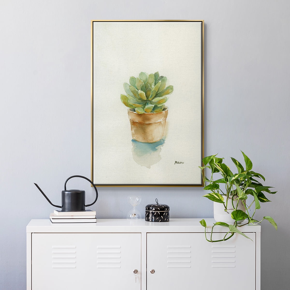 Succulent II Framed Premium Gallery Wrapped Canvas - Ready to Hang - 25 x 37 - Gold Floating Frame