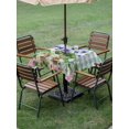 thumbnail image 3 of Outdoor Tablecloth with Umbrella Hole and Zipper, Spring Easter Square Table Cloth 60x60 Inch Waterproof Tablecloth, Purple Floral Summer Botanical Teal Plaid Picnic Table Cover for Patio Camping, 3 of 7