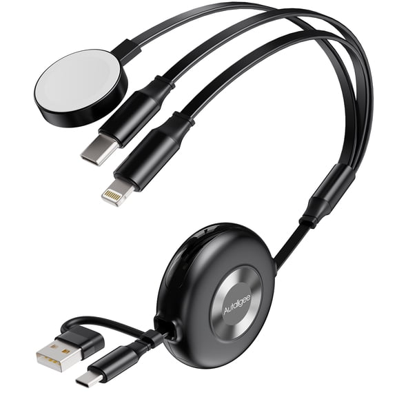 Multi Charging Cable,3 in 2 Retractable Charging Cable,Retractable Chargers for Multiple Devices for iWatch Ultra/10-2/iPhone 17-11/Samsung S25-S20