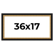 36x17 Frame Gold Real Wood Picture Frame Width 2.25 Inches | Interior Frame Depth 0.5 Inches |