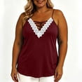 thumbnail image 3 of Tbopshirt Tank Tops for Women Plus Size Lace Trim Camisole Criss-Cross Neckline Spaghetti Strap Top Tank Top Loose Fit Summer Vest,Wine, 3 of 7