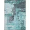 thumbnail image 5 of 9' X 12' Teal Blue And Charcoal Abstract Washable Indoor Outdoor Area Rug, 5 of 5